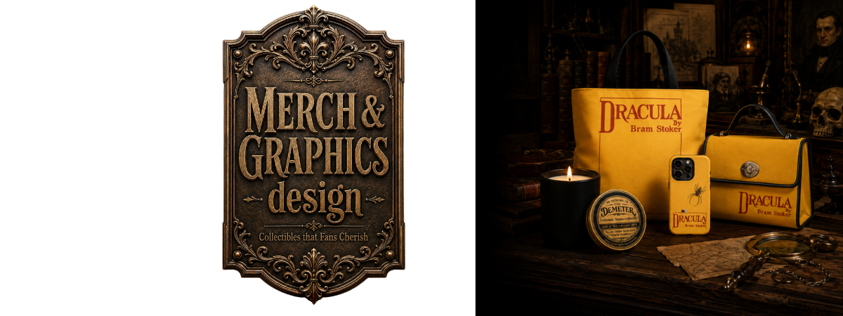 Merchandise and graphics design for horror products.